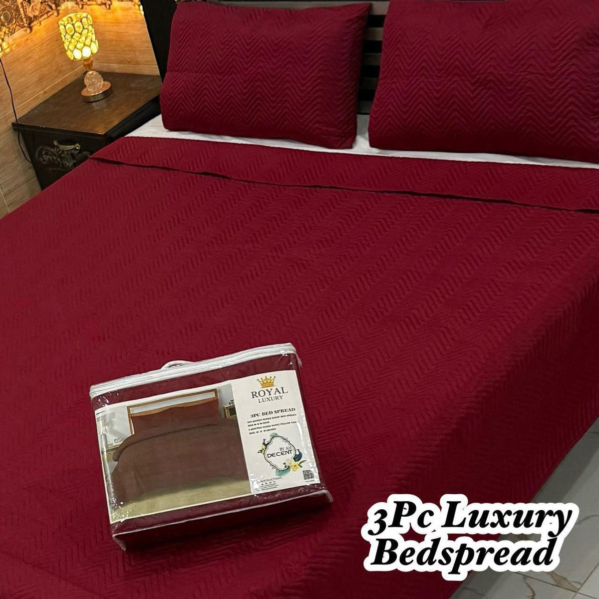 Luxury Plain Micro Cotton Bedspread | King Size Double Bed Comforter Set with 2 Quilted Pillow Covers & Ultrasonic Pattern