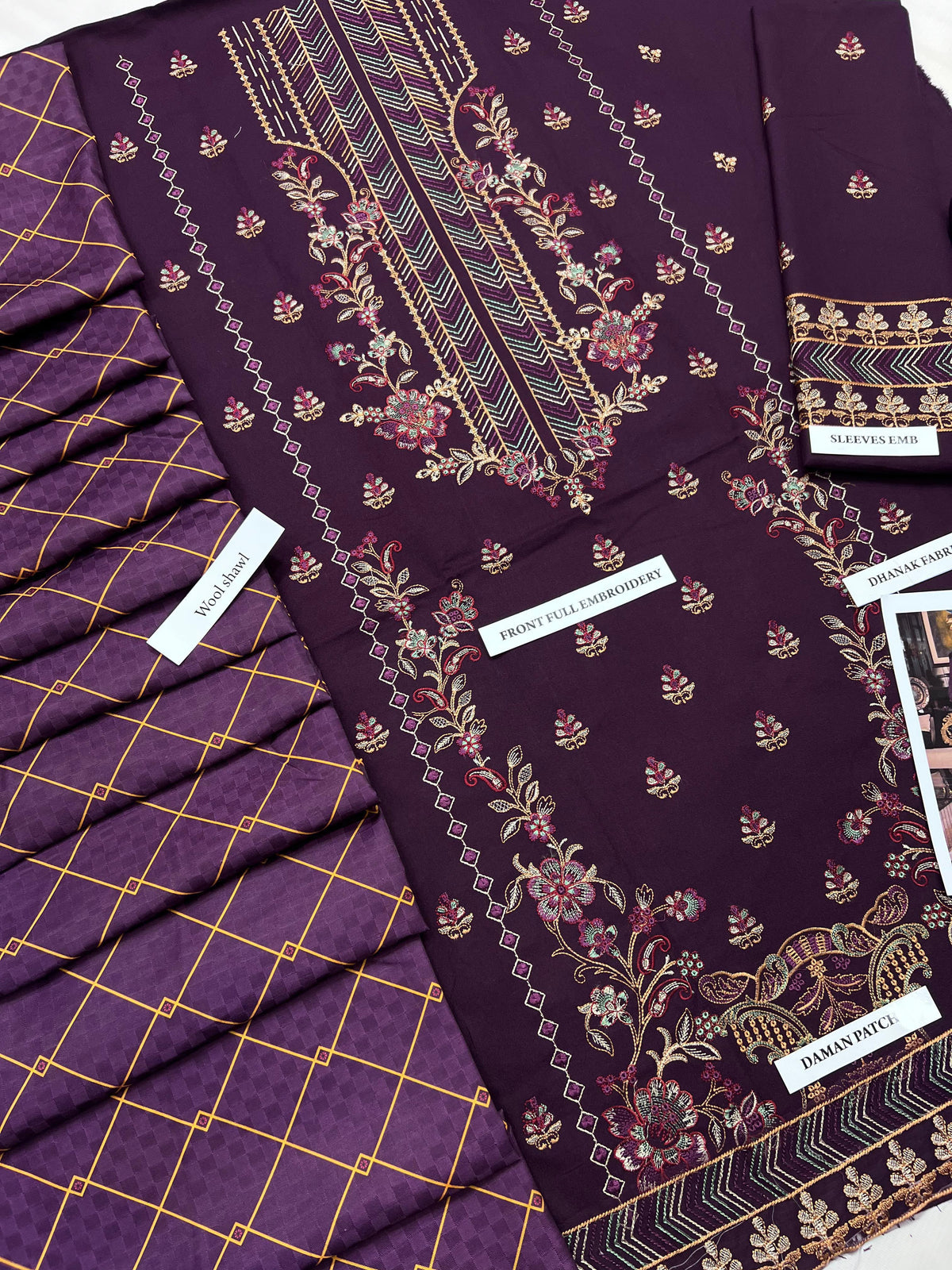 Premium Airjet Dhanak Embroidered Suit with Digital Wool Shawl | Baroque & Asim Jofa Winter Collection 2026-27