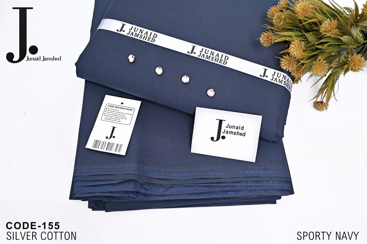 J. Men Unstitched Premium Hard Cotton Suit - 4.5M Sporty Fabric with Fancy Buttons