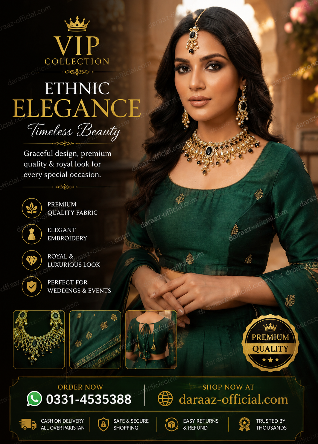 VIP Collection Royal Ethnic Jewelry Set for Women – Premium Gold-Tone Necklace, Earrings & Maang Tikka with Ruby Red Stones | Wedding & Party Wear Jewelry