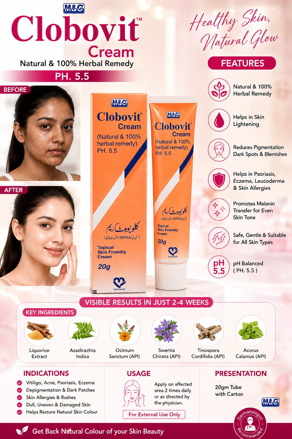 Clobovit Cream 20g | Herbal Cream for Pigmentation, Dark Spots & Skin Care