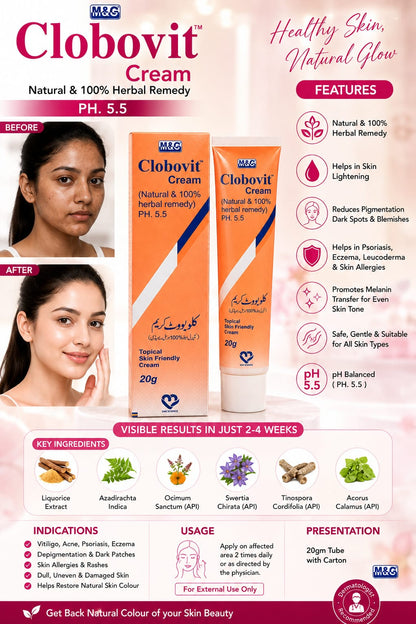 Clobovit Cream 20g | Herbal Cream for Pigmentation, Dark Spots & Skin Care