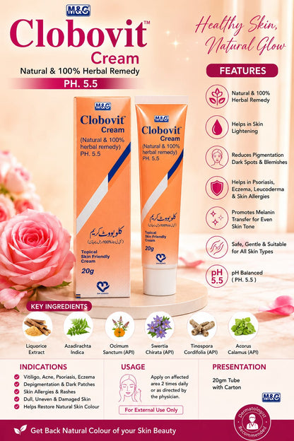 Clobovit Cream 20g | Herbal Cream for Pigmentation, Dark Spots & Skin Care