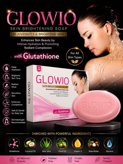GLOWIO Skin Brightening Soap 75g | Glutathione Soap for Skin Brightening, Dark Spots & Pigmentation