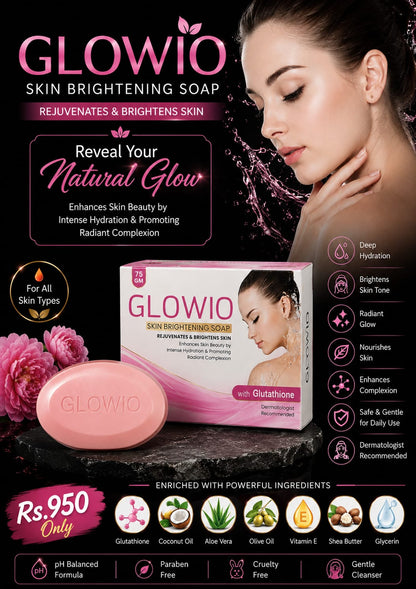 GLOWIO Skin Brightening Soap 75g | Glutathione Soap for Skin Brightening, Dark Spots & Pigmentation