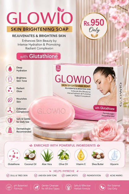 GLOWIO Skin Brightening Soap 75g | Glutathione Soap for Skin Brightening, Dark Spots & Pigmentation