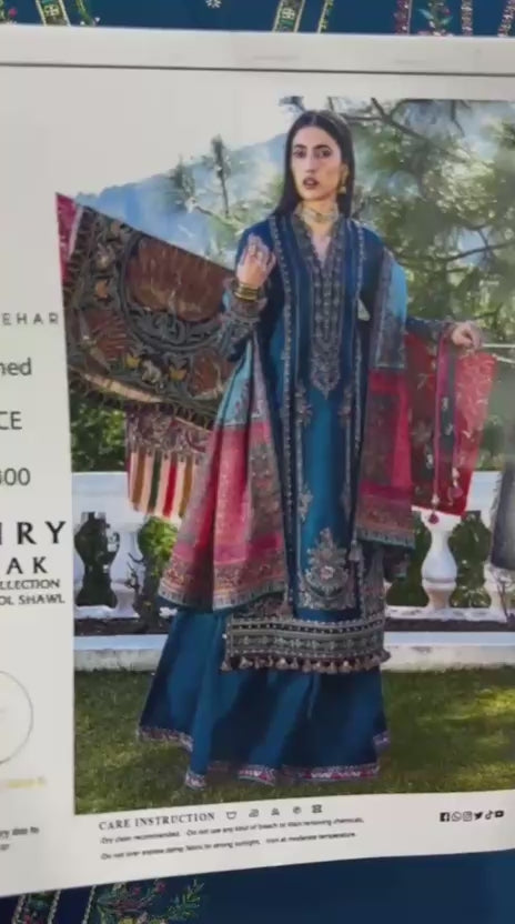 HUSSAIN REHAR Premium Version | Premium Air-Jet Dhanak | 3PC Heavy Embroidered Suit | Digital Printed Woolen Shawl | Rs. 7,000