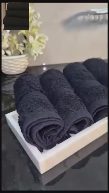 YAZA 100% Pure Cotton Jet Black Towel Set (Pack of 8) - Premium Bath, Hand & Wash Cloth Combo