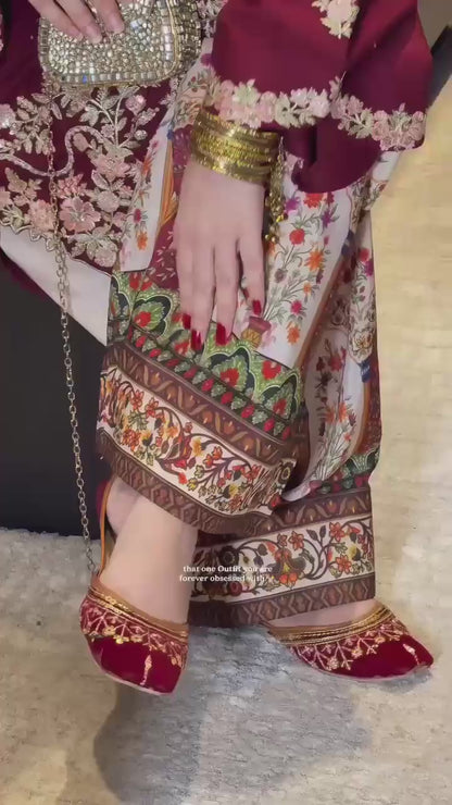 ✨ Premium Maroon Silk 2-Piece Suite | Heavy Thread & Sequence Embroidered Collection | Designer Printed Trouser