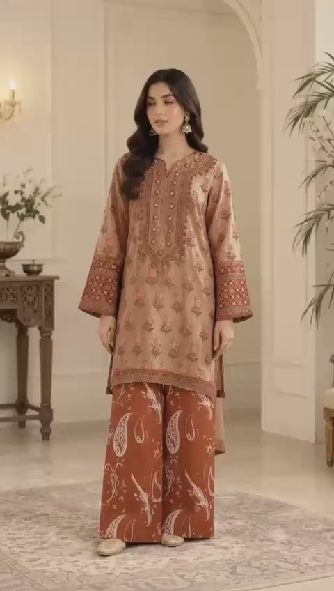 Crimson Dhanak Vol. '26 – Premium 3-Piece Embroidered Unstitched Suit with Fancy Pashmina Shawl