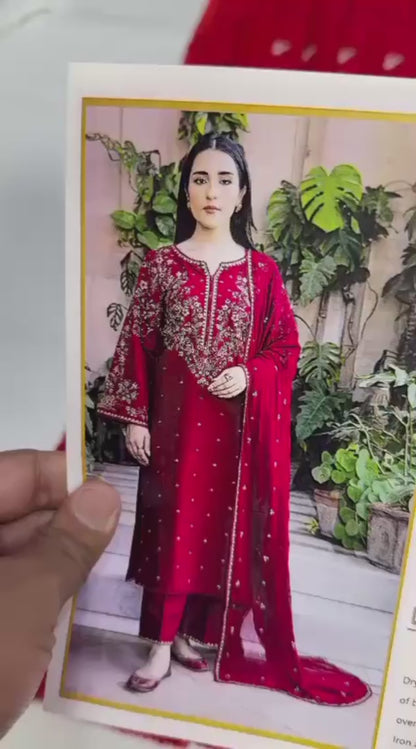 Batik 4143 Premium Winter Dhanak Collection 2026-27 | Heavy Embroidered 3-Piece Suit