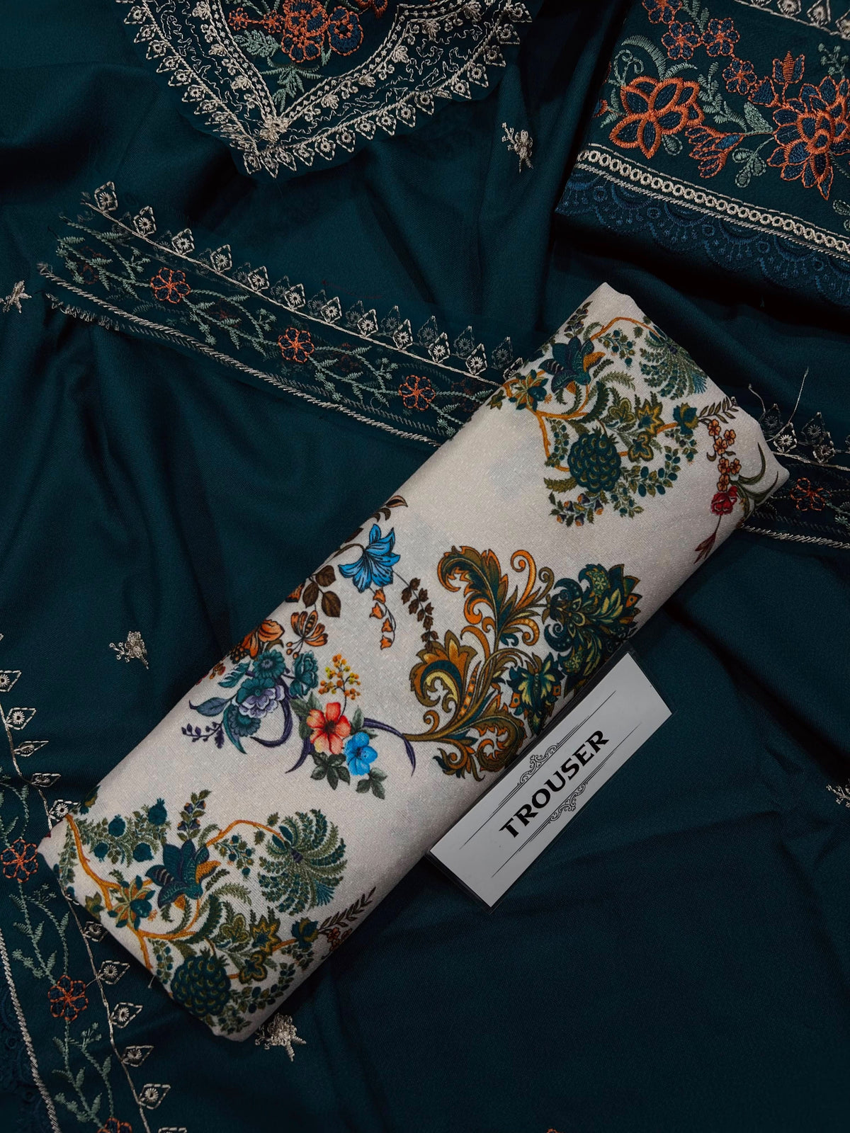 Aneelas Winter Collection 2026-27 - 3 Piece Heavy Embroidered Dhanak Suit with Digital Printed Karandi Trouser & Heavy Border Dhanak Shawl (D# NF 1305)
