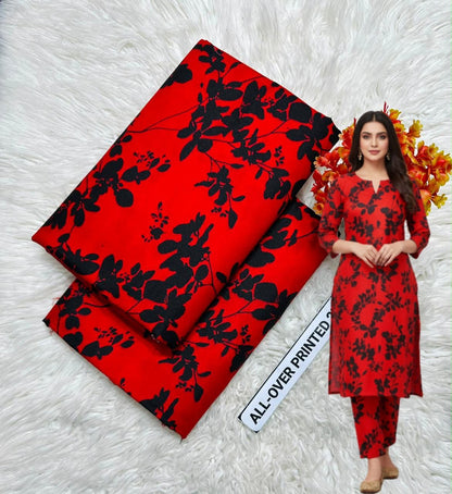 🌸 Floral Bloom Premium Digital Print 2PC Unstiched Suit| Summer Collection 2026 | Elegant Poly Cotton