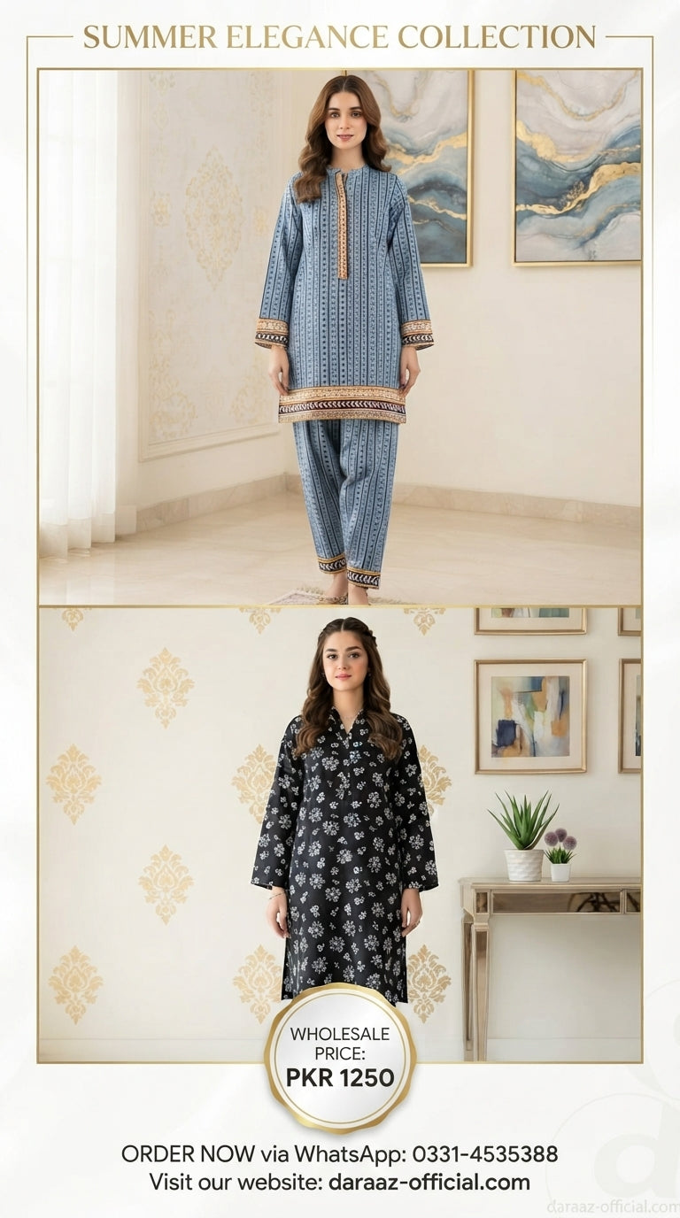 Floral Elegance Printed 2-Piece Women's Suit | Premium Lawn Collection | Stylish Casual & Summer Wear