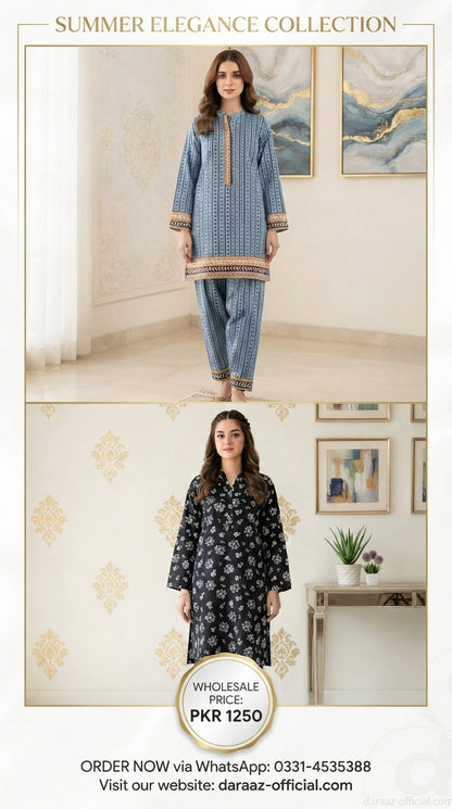 Floral Elegance Printed 2-Piece Women's Suit | Premium Lawn Collection | Stylish Casual & Summer Wear