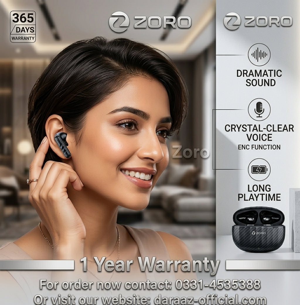 Zero Zoro ZT Carbon True Wireless Earbuds – ENC Noise Reduction, 100 Hours Playtime & Gaming Mode