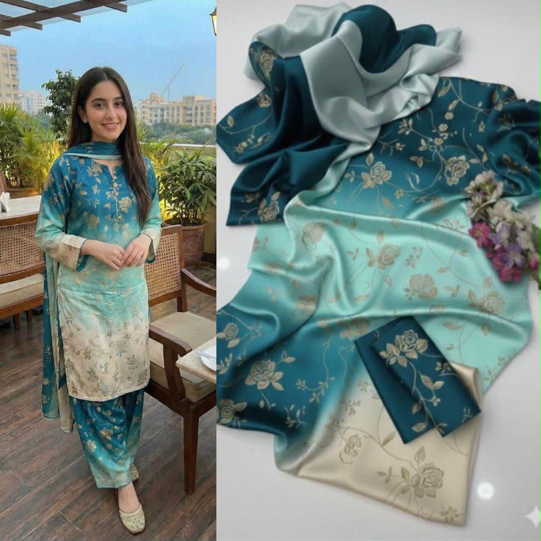Lulusar Silk 3PC Unstitched Dress 2K26 | Premium Shamose Silk Digital Printed Collection | Printed Shirt, Dyed Trouser & Silk Dupatta