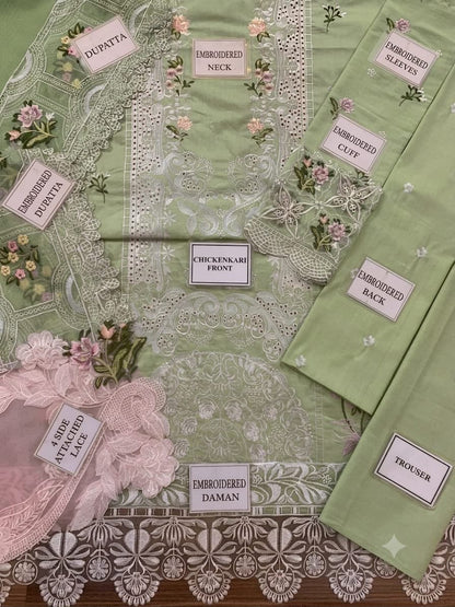 ELAF Premium Chickenkari Collection 2026 | 3Pc Heavy Embroidered Lawn Suit with Khaddi Net Dupatta