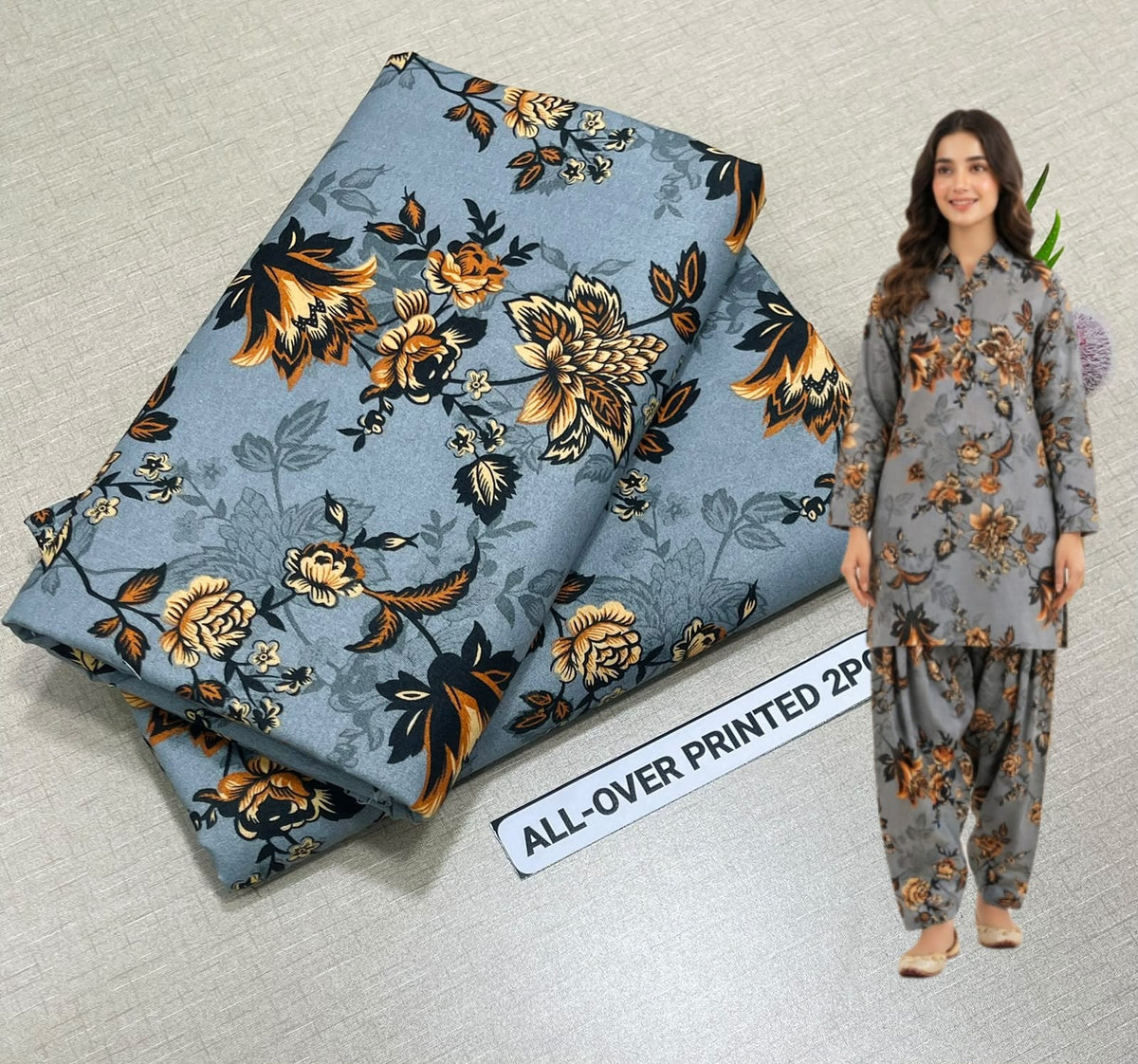 🌸 Floral Bloom Premium Digital Print 2PC Unstiched Suit| Summer Collection 2026 | Elegant Poly Cotton