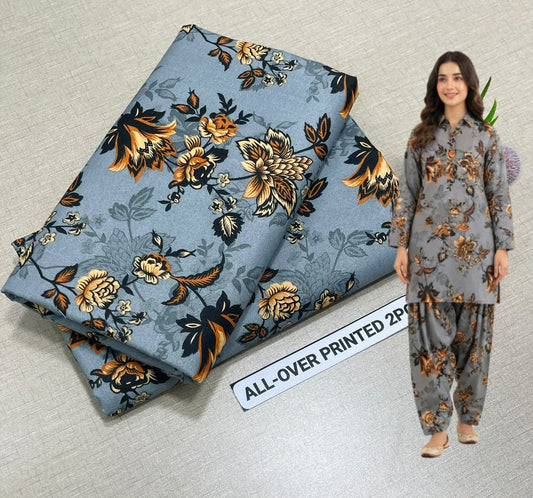 🌸 Floral Bloom Premium Digital Print 2PC Unstiched Suit| Summer Collection 2026 | Elegant Poly Cotton