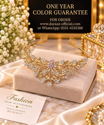 Elegant Rhinestone Floral Headband for Girls & Women – Premium Quality– One Year Color Guarantee