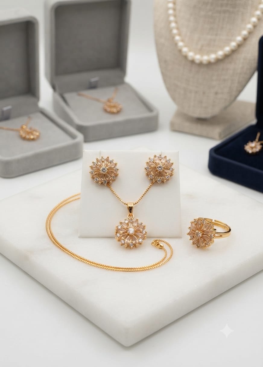 "The Butterfly Collection: Royal Crystal Pendant & Earrings Set"