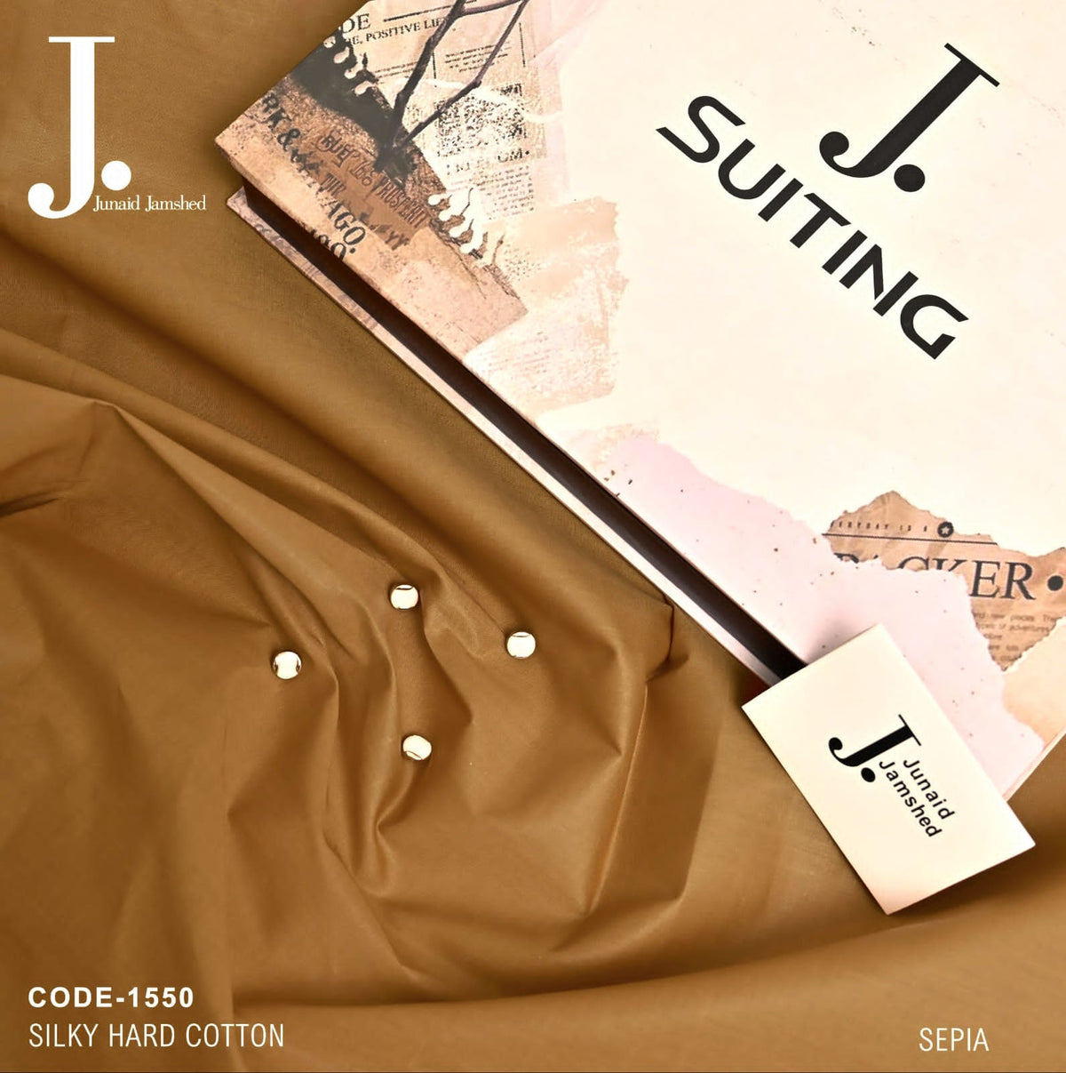 J. Men Unstitched Premium Hard Cotton Suit - 4.5M Sporty  Fabric with Fancy Buttons