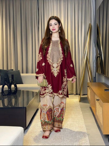 🔥 Abeera Khan Trending Silk Collection | Ethnic Wear D#435 | Premium 2PC Unstitched Silk Suit | Viral TikTok Dress 2026 😍✨
