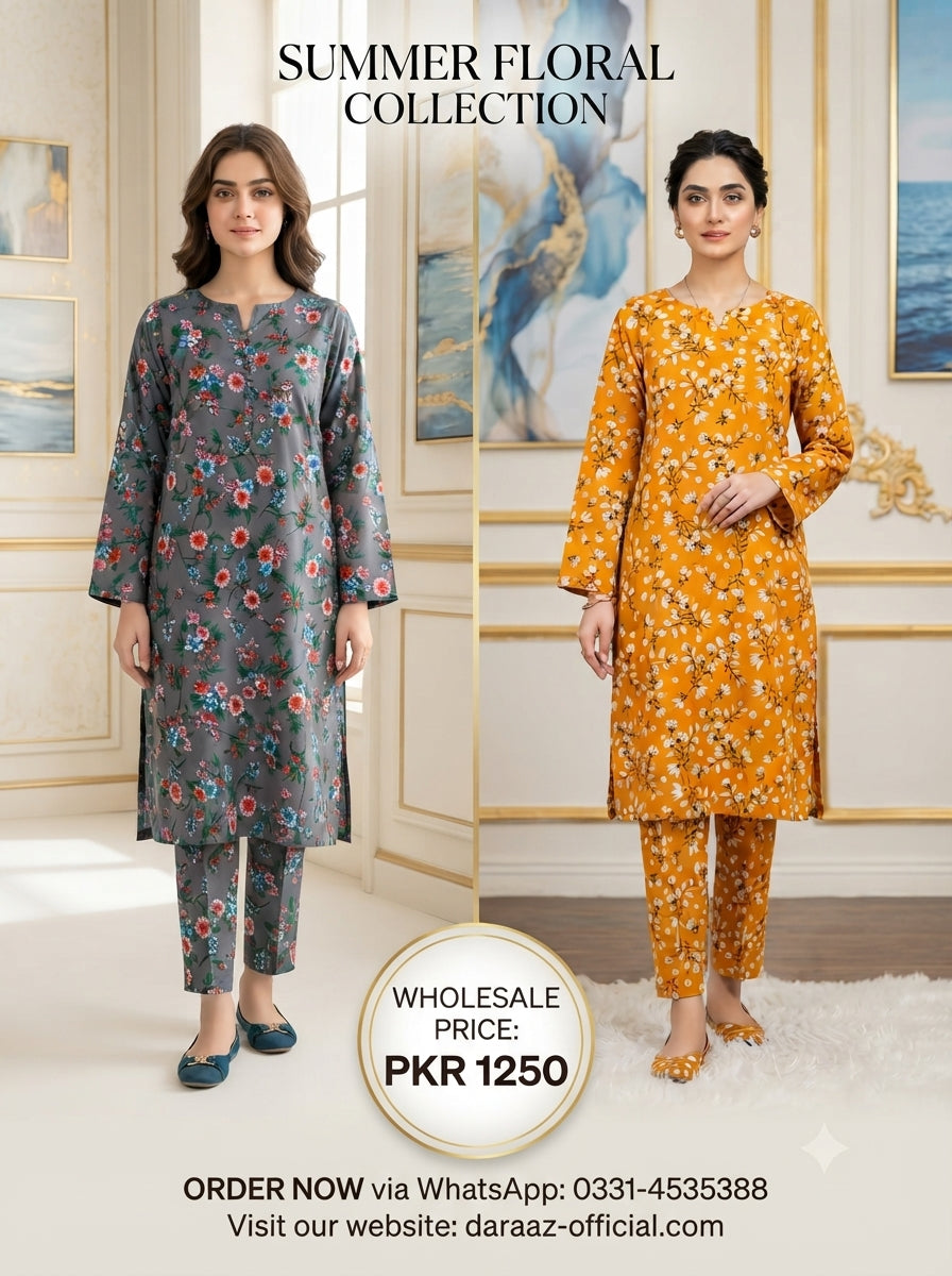 Floral Elegance Printed 2-Piece Women's Suit | Premium Lawn Collection | Stylish Casual & Summer Wear