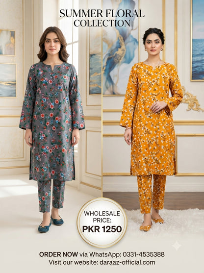 Floral Elegance Printed 2-Piece Women's Suit | Premium Lawn Collection | Stylish Casual & Summer Wear