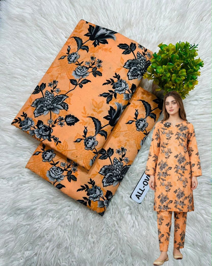 🌸 Floral Bloom Premium Digital Print 2PC Unstiched Suit| Summer Collection 2026 | Elegant Poly Cotton
