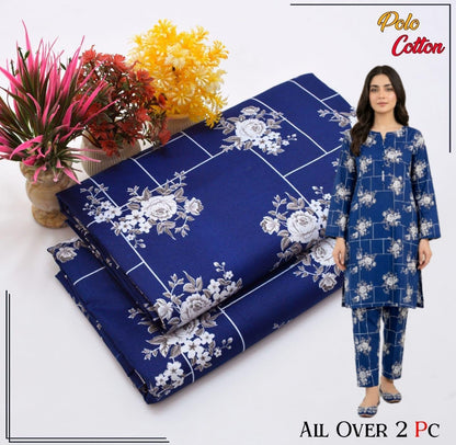 🌸 Floral Bloom Premium Digital Print 2PC Unstiched Suit| Summer Collection 2026 | Elegant Poly Cotton