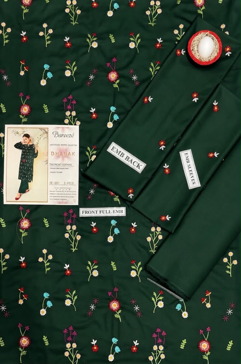 Bareeze 6201 2PC | Premium Dhanak Winter Collection 2026–27 | Heavy Embroidered Front, Sleeves & Back