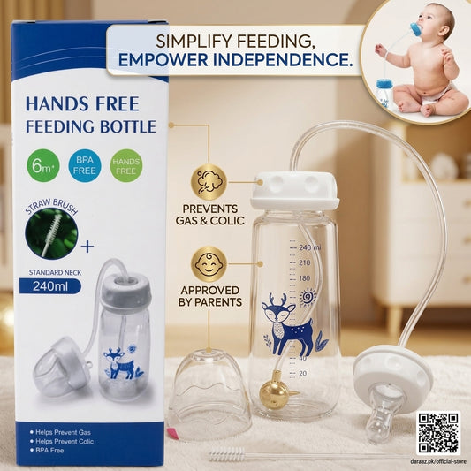 Hands-Free Feeding Bottle – Easy & Stress-Free Baby Care!