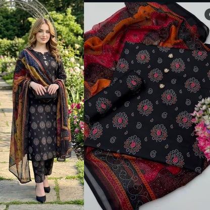 🌸 LULUSAR Premium Shamooz Silk 3PC Unstiched Suit| Digital Printed Luxury Collection 2026 🌸