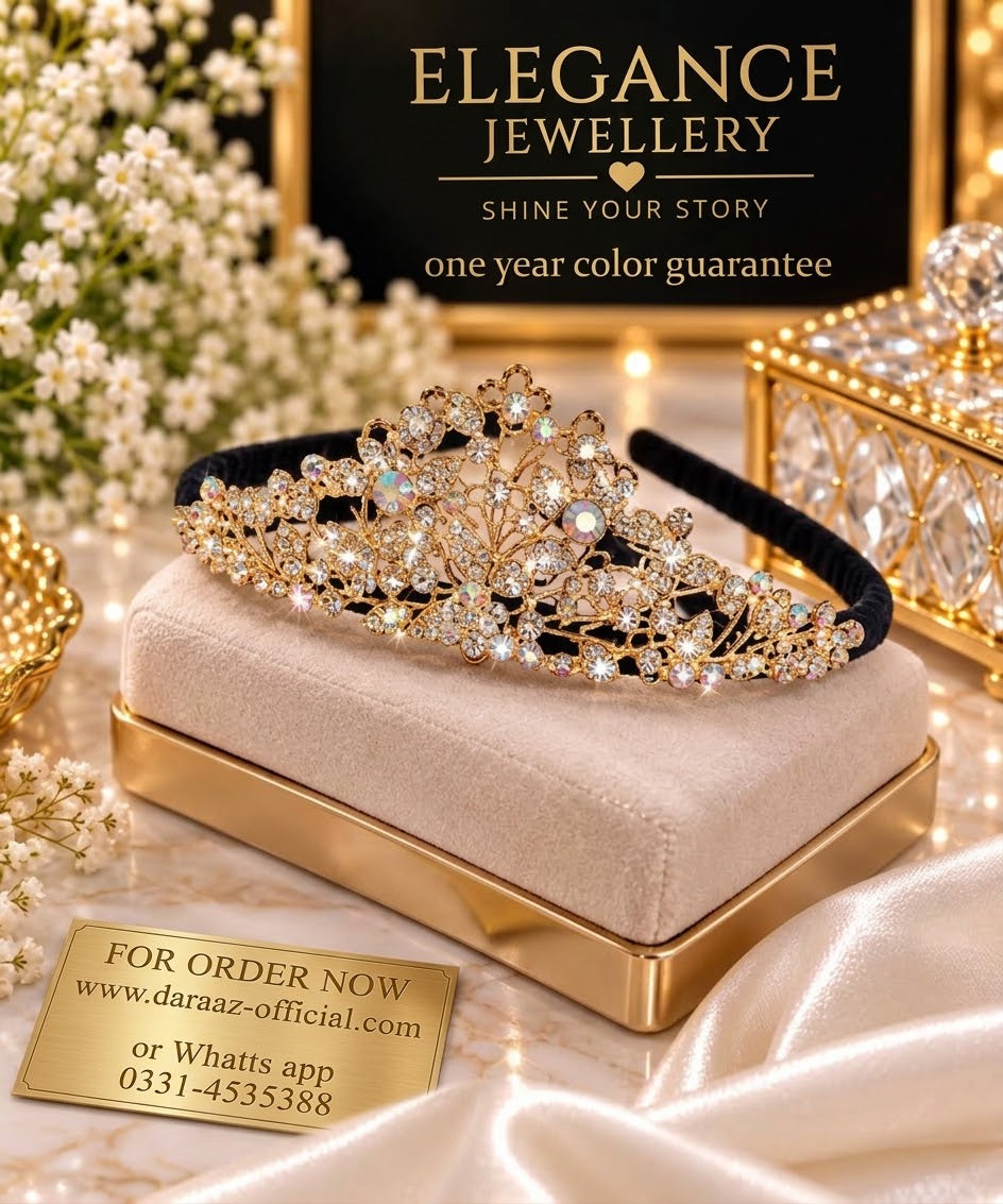 Elegant Rhinestone Floral Headband for Girls & Women – Premium Quality– One Year Color Guarantee