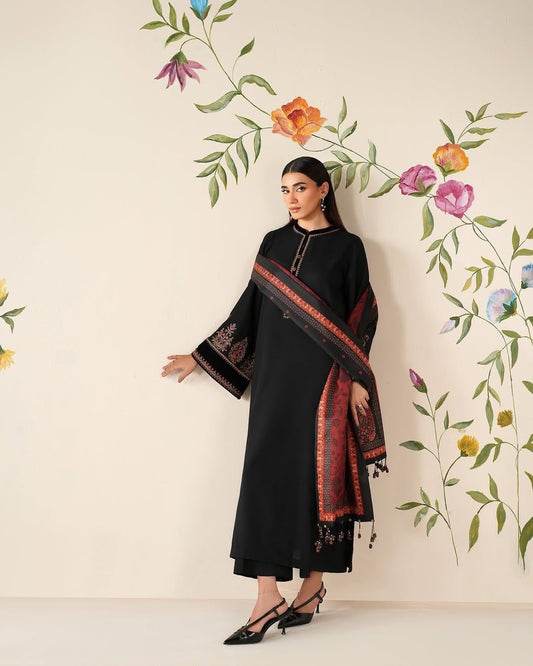 ✨ BAROQUE Premium Version | 3PC Luxury Winter Dhanak Collection 2026-27 | D# NF 411 | Premium Air-Jet Dhanak | Digital Printed Woolen Shawl
