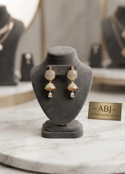 Premium Gold Plated CZ Jewelry Set for Women | Elegant Earrings & Studs | Luxury Wedding & Party Wear Jewelry