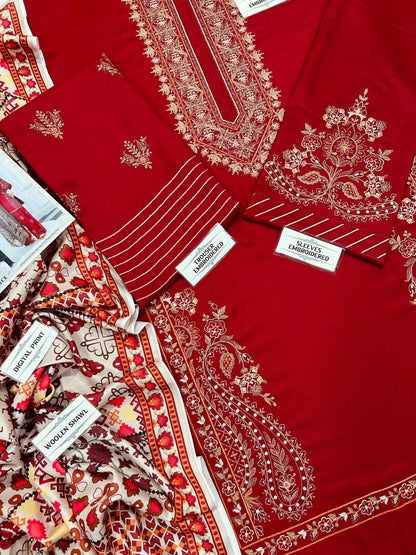 Batik Premium Winter Dhanak Collection 2026/27 | 3PC Luxury Embroidered Suit | NF-424 | Premium Air-Jet Dhanak & Woolen Shawl ✨🥶