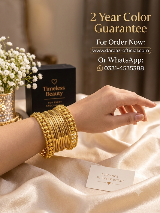 24k Gold Plated Stylish Bangles Set for Women – 2 Year Color Guarantee | Premium Jewellery Collection