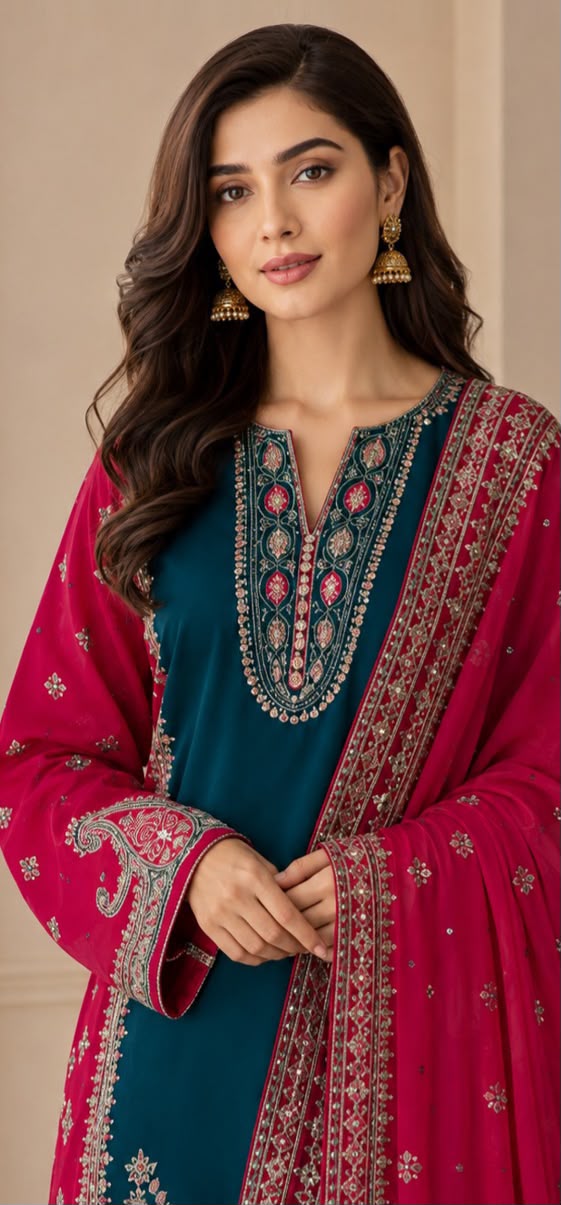 Nishat Silk Collection 2026 – Premium 3PC Embroidered Silk Suit | Ready-to-Wear Chiffon Embroidered Dupatta | Luxury Winter Collection