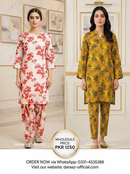 Floral Elegance Printed 2-Piece Women's Suit | Premium Lawn Collection | Stylish Casual & Summer Wear
