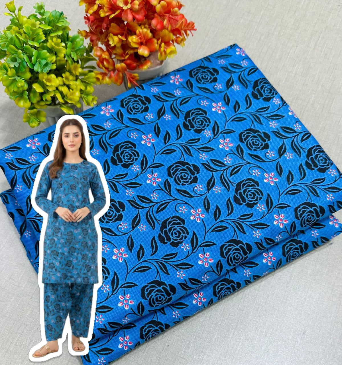 🌸 Floral Bloom Premium Digital Print 2PC Unstiched Suit| Summer Collection 2026 | Elegant Poly Cotton