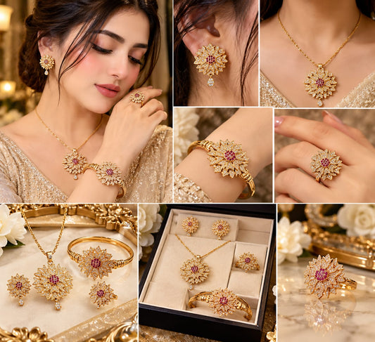 Latest Gold Plated Jewelry Set Design 2026 | Floral Bridal Jewelry Set