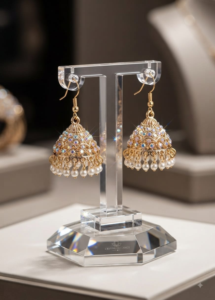 Premium Pearl Jhumka Earrings – Elegant Gold Plated 925 Jewelry with Pearl Drops