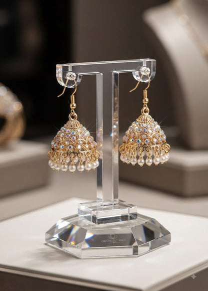 Premium Pearl Jhumka Earrings – Elegant Gold Plated 925 Jewelry with Pearl Drops