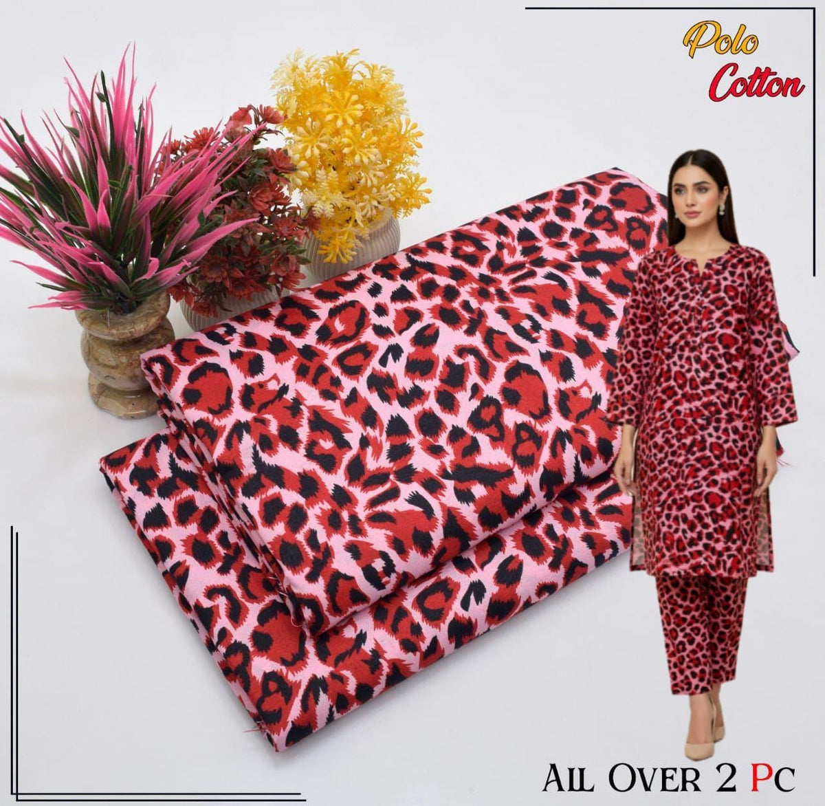🌸 Floral Bloom Premium Digital Print 2PC Unstiched Suit| Summer Collection 2026 | Elegant Poly Cotton