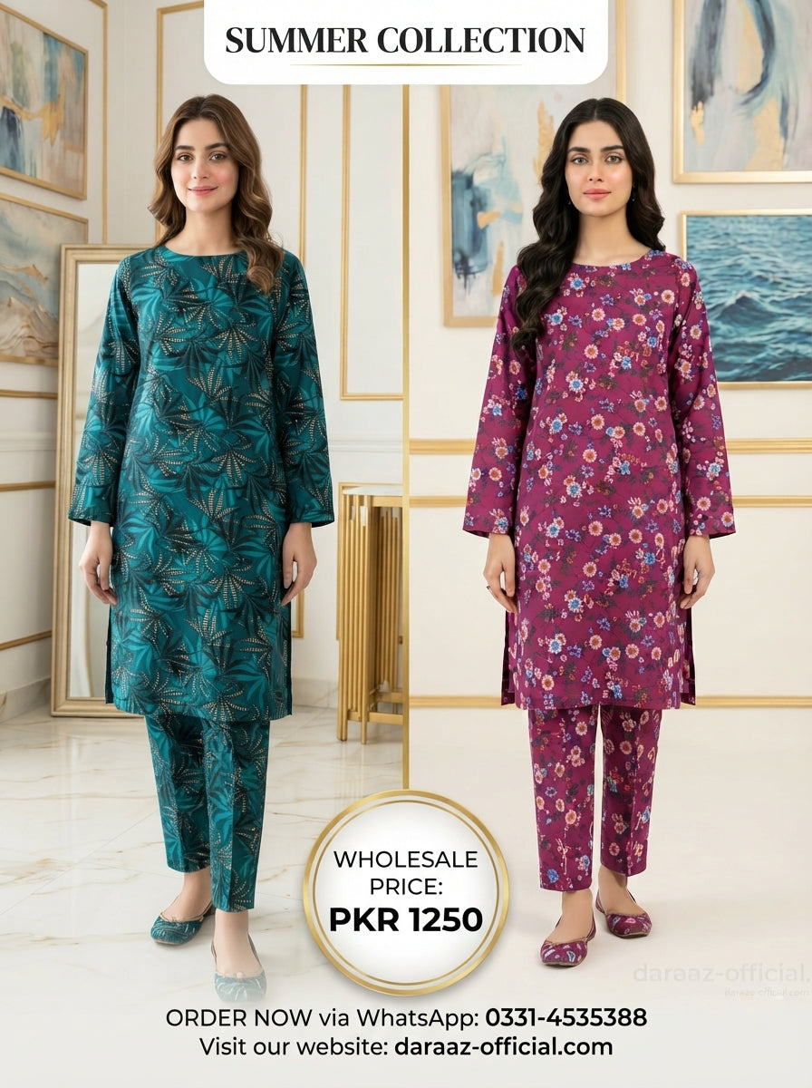 Floral Elegance Printed 2-Piece Women's Suit | Premium Lawn Collection | Stylish Casual & Summer Wear