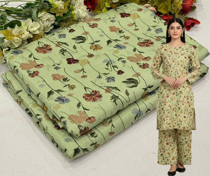 🌸 Floral Bloom Premium Digital Print 2PC Unstiched Suit| Summer Collection 2026 | Elegant Poly Cotton