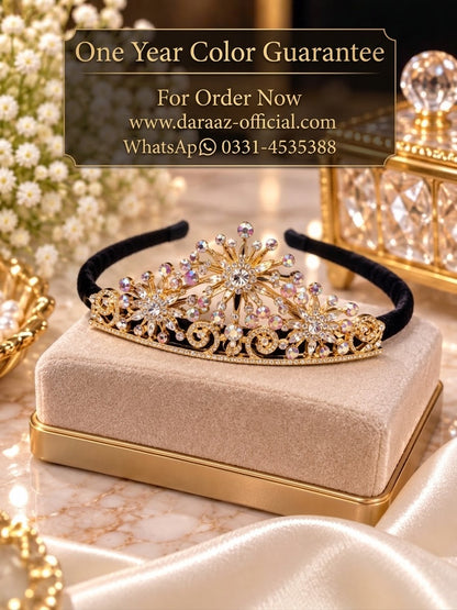 Elegant Rhinestone Floral Headband for Girls & Women – Premium Quality– One Year Color Guarantee